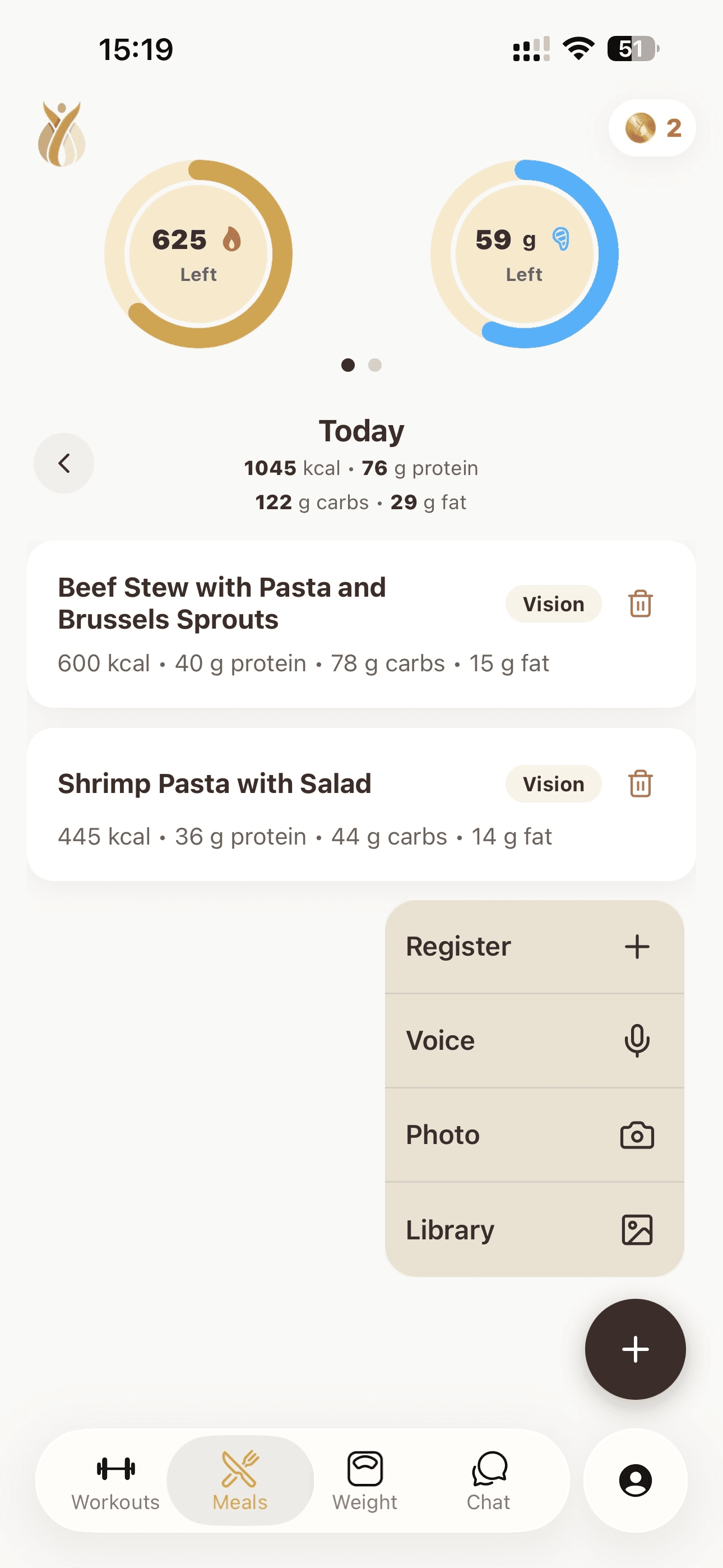 Voice meal logging in LINA calorie tracker
