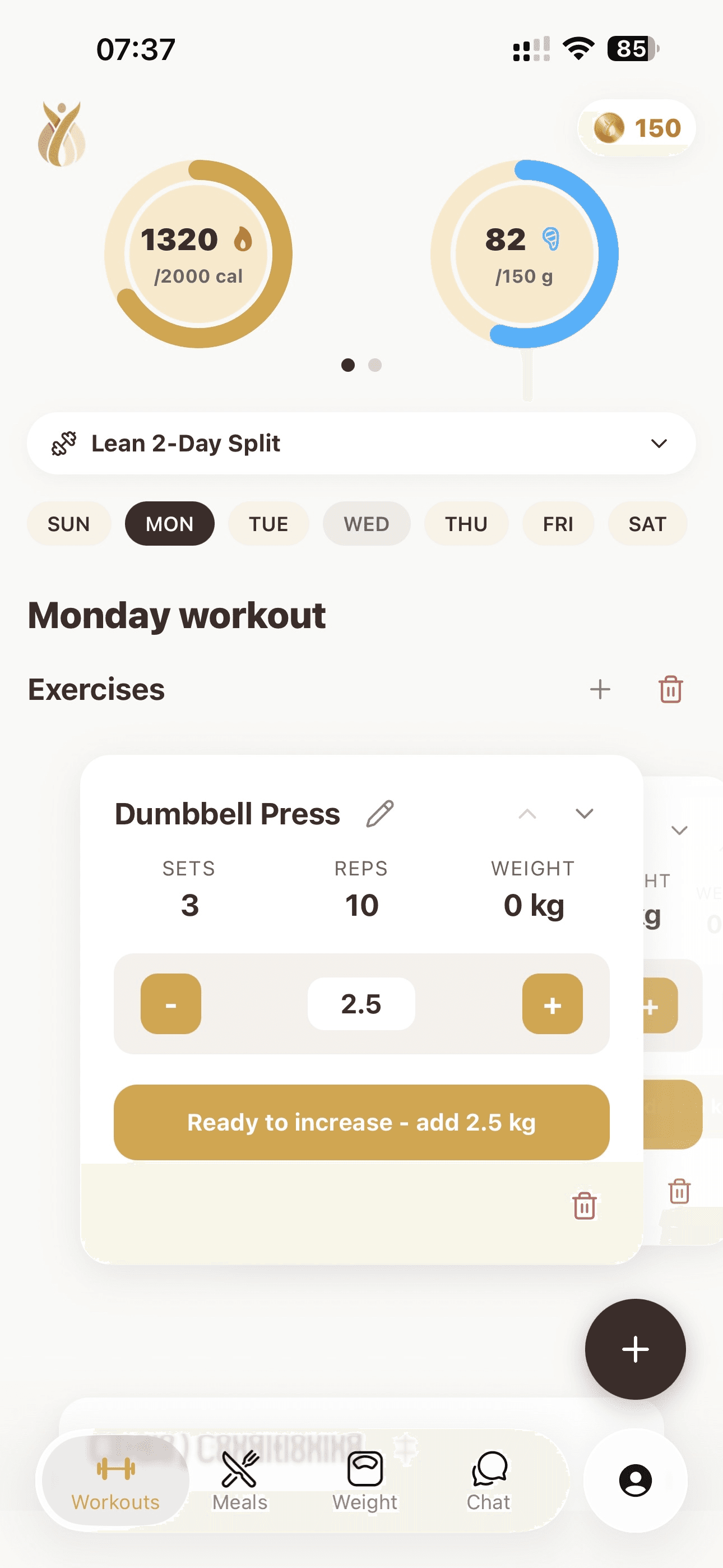 Preview and tweak lifting sessions that adapt when your schedule changes.
